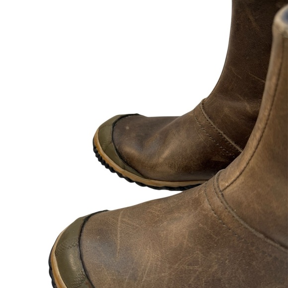 Sorel Rustic Green Brown Leather Short Boots - Picture 4 of 7